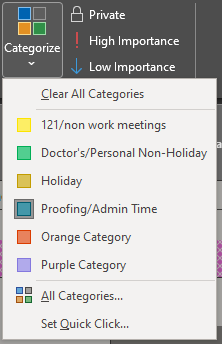 Outlook Categories
